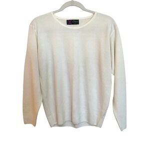 Vtg Tina Best Quality Scotland Womens M 100% Cashmere Crew Neck Sweater Cream
